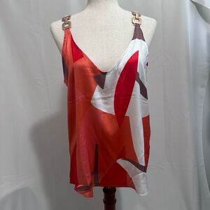 NWT Multicolor Geometric Cami/Tank Top with Gold Embellished straps